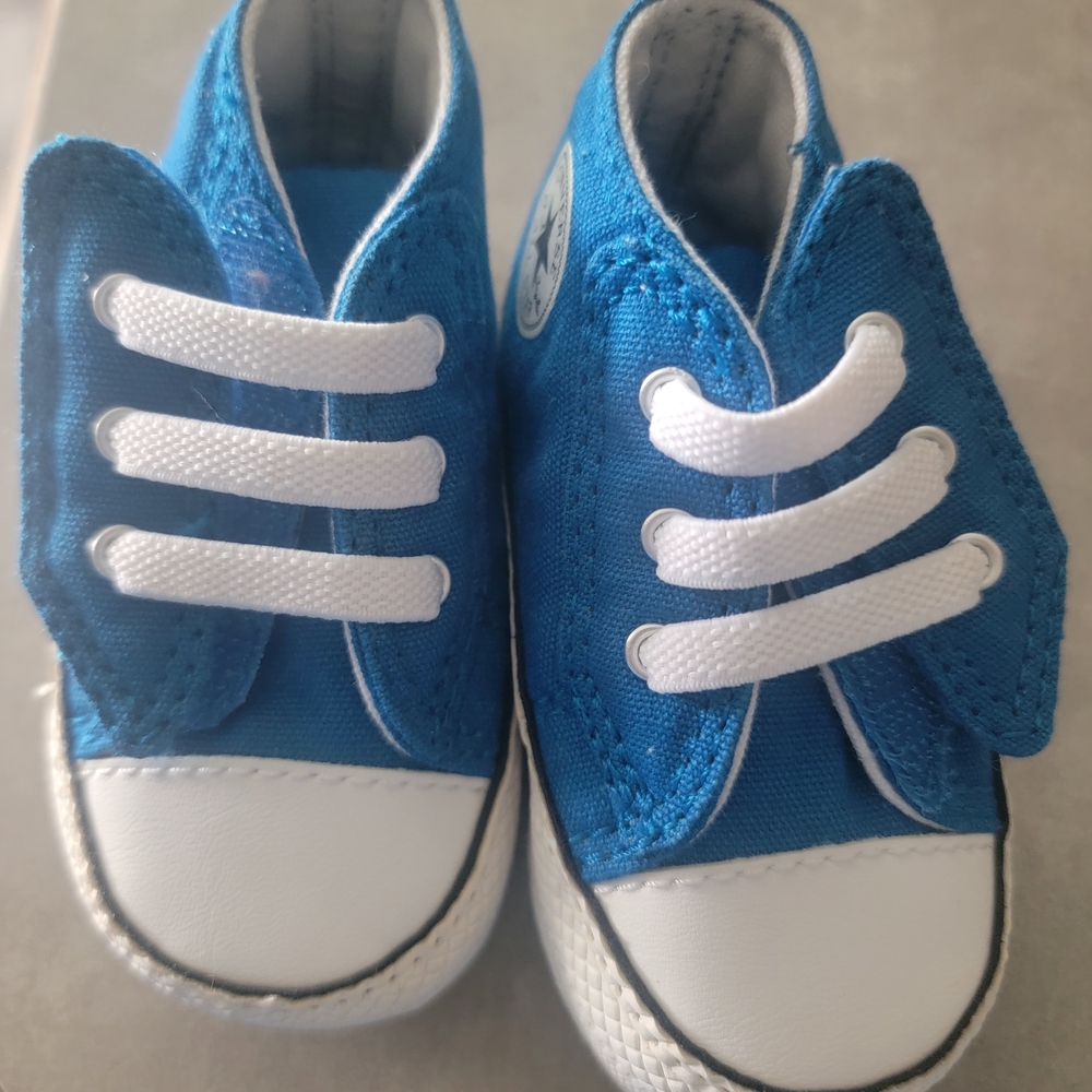 Baby & Walker Blue Canvas Toddler Sneakers with White Toe and Velcro